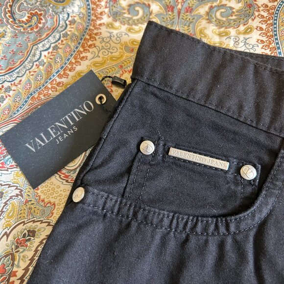 NWT Valentino Ladies Jeans - Black Cotton Twill  - Straight Leg Size  33 X 33 - Picture 2 of 12